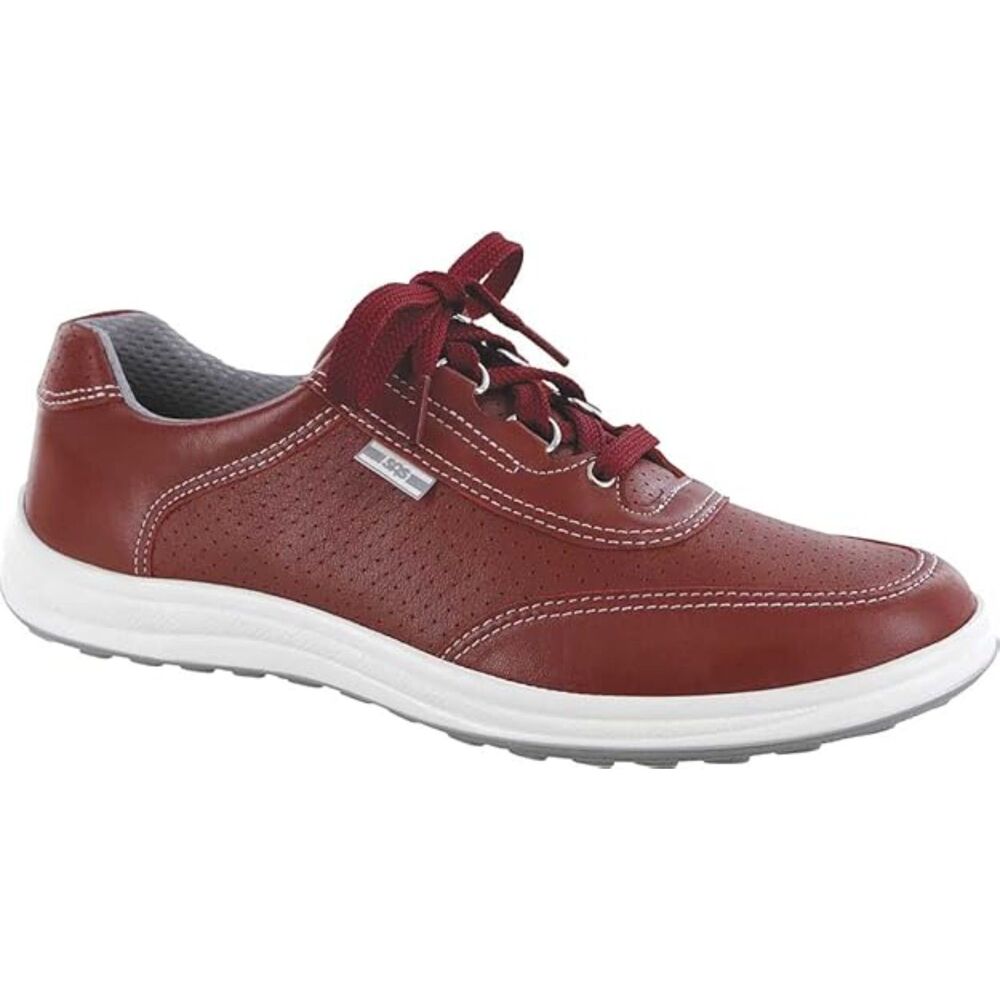 NWOB SAS Sporty Lux Leather Walking Shoe Ruby Perf 8.5 WW (Double Wide)